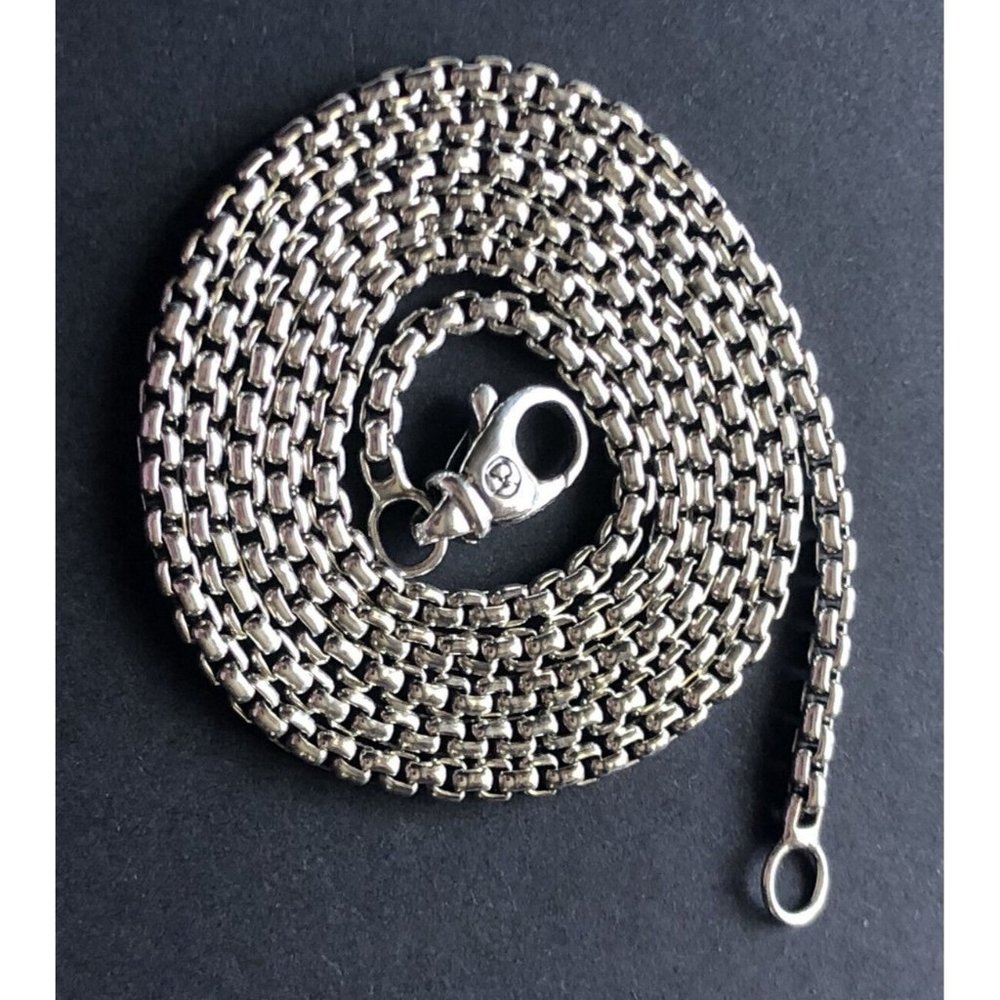 David Yurman 2.7mm x 22” Sterling Silver Box Chain/Necklace MINT! with DY Pouch